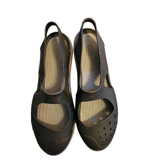 Crocs Swiftwater Wave Mary Jane Black Slip On Sandal shoes Women's Size 9 - Picture 1 of 4